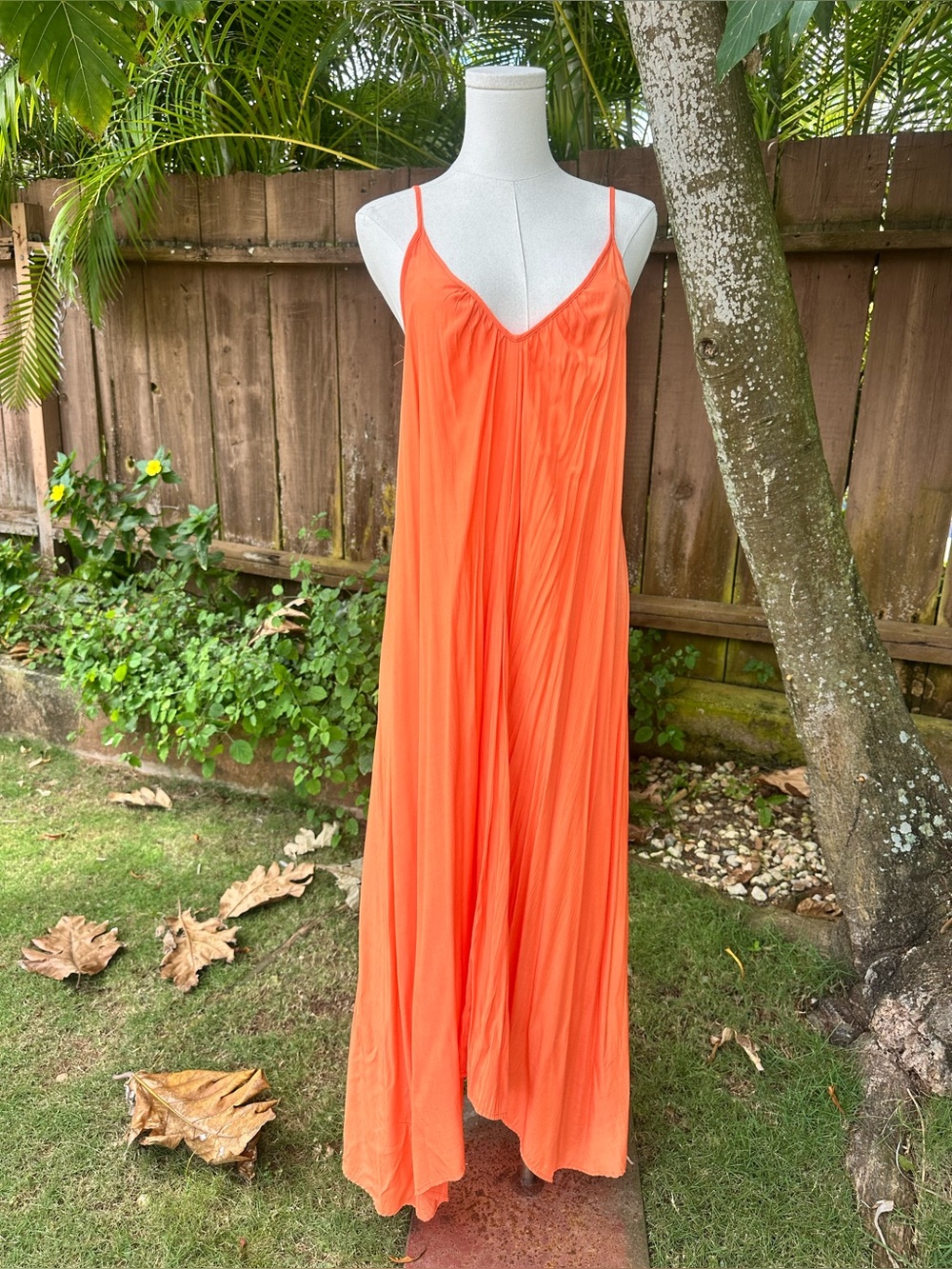 Pink Stitch Bright Orange Flowy Maxi Dress Size 4